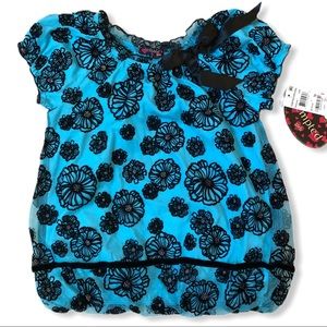 Tempted Girls size 6 top blue black